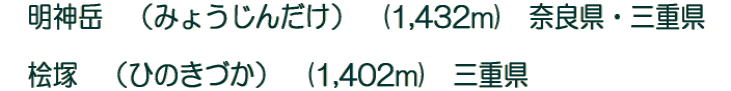 �@���_�x�@�i�݂傤���񂾂��j�@(1,432m)�@�ޗǌ��E�O�d��  �@�O�ˁ@�i�Ђ̂��Â��j�@(1,402m)�@�O�d���@�@�@�@�@�@�@